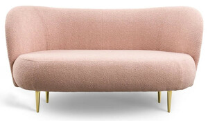Casa Padrino Luxus 3er Sofa Rosa / Gold 180 x 72 x H. 80 cm - Wohnzimmer Sofa mit gebogener R�ckenlehne - Wohnzimmer M�bel - Luxus M�bel - Wohnzimmer Einrichtung - Luxus Einrichtung
