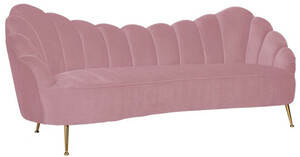 Casa Padrino Luxus Samt Sofa Rosa / Gold 230 x 94 x H. 90 cm - Wohnzimmer Sofa mit edlem Samtstoff - Wohnzimmer Mbel - Luxus Mbel - Wohnzimmer Einrichtung - Luxus Einrichtung