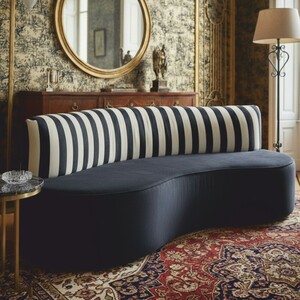 Casa Padrino Luxus Samt Sofa Schwarz / Wei� 220 cm - Hotel M�bel - Wohnzimmer M�bel - B�ro M�bel - Luxus M�bel