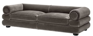 Casa Padrino Luxus Samt Sofa Grau / Schwarz 233 x 96 x H. 65 cm - Wohnzimmer Sofa - Luxus Qualitt
