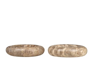 Casa Padrino Luxus Schale  30 x H. 8 cm - Flache runde Schale aus versteinertem Holz - Luxus Deko Accessoires