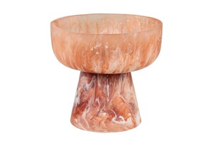 Casa Padrino Luxus Schale Beige / Weinrot  19 x H. 17,5 cm - Deko Schale aus transluzentem Kunstharz in Rubinrot und Creme - Luxus Deko Accessoires