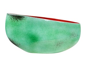 Casa Padrino Luxus Schale Blau / Rot 51 x 28 x H. 30 cm - Hohe organisch geformte Schale Drop aus Steingut - Luxus Deko Accessoires