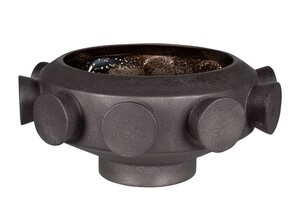 Casa Padrino Luxus Schale Bronzefarben  40 x H. 19 cm - Gro�e runde Schale Unfo aus Steingut mit bronzefarbener Oberfl�che - Luxus Deko Accessoires
