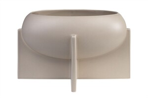 Casa Padrino Luxus Schale Grau 30 x 17,5 x H. 18 cm - Deko Schale aus Steingut der OVO Serie mit Grey Sand Glasur - Luxus Deko Accessoires