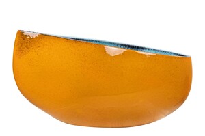 Casa Padrino Luxus Schale Orange / Blau 51 x 28 x H. 30 cm - Hohe organisch geformte Schale Drop aus Steingut - Luxus Deko Accessoires
