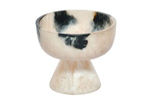 Casa Padrino Luxus Schale Schwarz / Cremewei�  15 x H. 13 cm - Kleine runde Deko Schale aus Kunstharz in transparenter Optik - Luxus Deko Accessoires