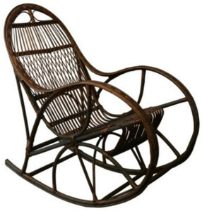 Casa Padrino Luxus Schaukelsessel Dunkelbraun 53 x 120 x H. 115 cm - Handgefertigter Rattan Schaukelstuhl mit Armlehnen - Wohnzimmer M�bel - Garten M�bel - Rattan M�bel - Luxus M�bel