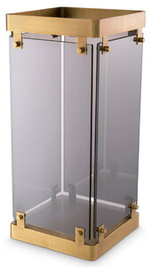 Casa Padrino Luxus Schirmst�nder Antik Messing / Grau 29,5 x 29,5 x H. 60,5 cm - Metall Regenschirm St�nder mit get�ntem Glas - Hotel & Restaurant Accessoires - Luxus Accessoires