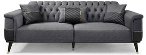 Casa Padrino Luxus Schlafsofa Grau / Schwarz / Gold 225 x 94 x H. 83 cm - Modernes Wohnzimmer Sofa - Wohnzimmer Mbel