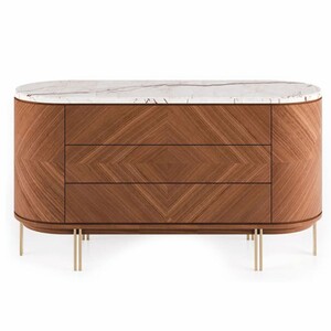 Casa Padrino Luxus Kommode mit 3 Schubladen Braun / Wei� / Messing 155 cm - Luxus Hotel & Schlafzimmer M�bel
