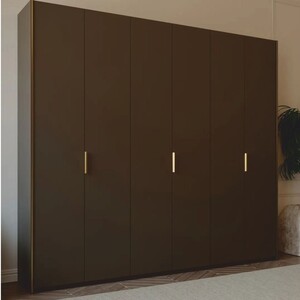 Casa Padrino Luxus Schlafzimmerschrank Dunkelbraun / Messing 273,6 cm - Schlafzimmer M�bel