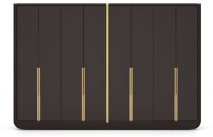 Casa Padrino Luxus Schlafzimmerschrank Schwarz / Beige / Messing 350 x 60 x H. 238 cm - Massivholz Kleiderschrank mit 8 T�ren - Schlafzimmer M�bel - Hotel M�bel - Luxus M�bel