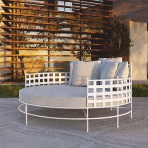 Casa Padrino Luxus Schmiedeeisen Liegeinsel Wei� / Grau  170 cm - Hotel & Garten M�bel