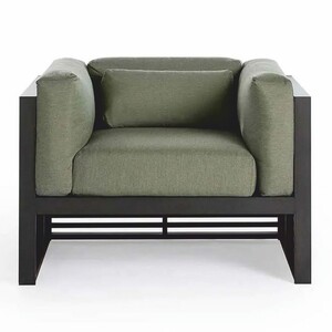 Casa Padrino Luxus Outdoor Garten Sessel Gr�n / Schwarz 100 cm - Hotel & Garten M�bel