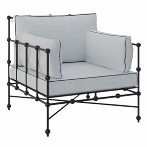 Casa Padrino Luxus Schmiedeeisen Sessel Schwarz / Grau 90 cm - Hotel & Garten Sessel