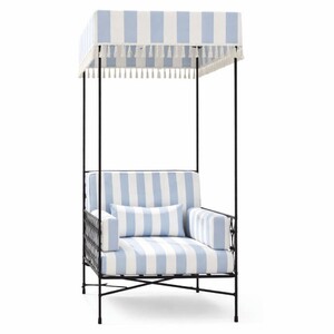 Casa Padrino Luxus Sessel Schwarz / Hellblau / Wei� H. 200 cm - Hotel & Garten Sessel