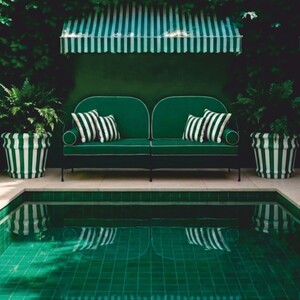 Casa Padrino Luxus Schmiedeeisen Sofa Gr�n / Schwarz 240 cm - Hotel & Garten Sofa