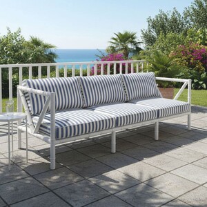 Casa Padrino Luxus Schmiedeeisen Sofa Wei� / Blau 280 cm - Hotel & Garten Sofa - Schmiedeeisen Hotel & Garten M�bel