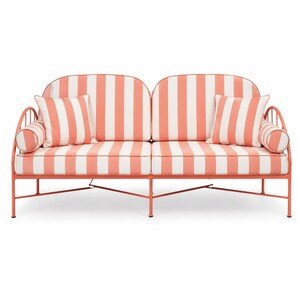 Casa Padrino Luxus Schmiedeeisen Sofa Rosa / Wei� 240 cm - Hotel & Garten Sofa