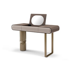 Casa Padrino Luxus Schminktisch Hellgrau / Braun 120 x 50 x H. 76 cm - Schminktisch mit Ulmenfurnier - Moderne Schlafzimmer M�bel - Luxus Qualit�t