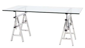 Casa Padrino Luxus Schreibtisch / Sekretr Glas / Silber Architect Art Deco 150 cm