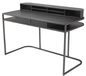 Casa Padrino Luxus Schreibtisch mit Schublade und abnehmbaren Regalaufsatz Dunkelgrau 130 x 60 x H. 75 cm - B�rom�bel