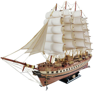 Casa Padrino Luxus Segelschiff France II mit Massivholz Stnder Braun - Verschiedene Gren - Handgefertigtes Deko Schiff Holzschiff - Deko Accessoires
