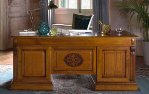Casa Padrino Luxus Barock Schreibtisch Braun - Massivholz B�rotisch - Italienische Luxus B�ro Einrichtung - Luxus B�ro M�bel - Luxus Qualit�t - Made in Italy