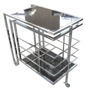 Casa Padrino Luxus Servierwagen Silber / Schwarz 77 x 42 x H. 78,5 cm - Edelstahl Trolley mit get�nten Glasscheiben - Luxus Accessoires
