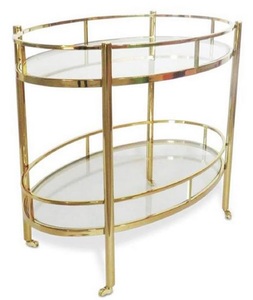 Casa Padrino Luxus Servierwagen Gold 70 x 47 x H. 77 cm - Edelstahl Trolley mit geh�rteten Glasplatten - Hotel & Gastronomie Accessoires