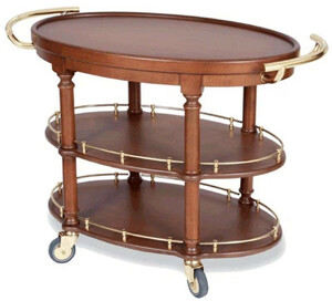 Casa Padrino Luxus Massivholz Servierwagen Braun / Messing 120 x 65 x H. 85 cm - Hotel Restaurant Gastronomie Trolley - Luxus Hotel Restaurant Gastronomie Accessoires - Luxus M�bel