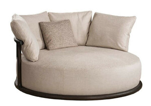 Casa Padrino Luxus Sessel Beige / Dunkelbraun  120 x H. 90 cm - Runder Wohnzimmer Sessel - Hotel Sessel - Wohnzimmer M�bel - Hotel M�bel - Luxus M�bel - Luxus Einrichtung