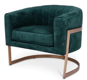 Casa Padrino Luxus Samt Sessel Dunkelgrn / Kupfer 70 x 66 x H. 68 cm - Designer Wohnzimmermbel