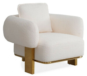 Casa Padrino Luxus Sessel Wei� / Messing 115 x 110 x H. 75 cm - Wohnzimmer Sessel - Hotel Sessel - Wohnzimmer M�bel - Hotel M�bel - Luxus M�bel - Luxus Einrichtung