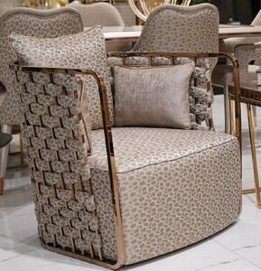 Casa Padrino Luxus Sessel Grau / Gold - Wohnzimmer Sessel - Hotel Sessel - Wohnzimmer M�bel - Hotel M�bel - Luxus M�bel