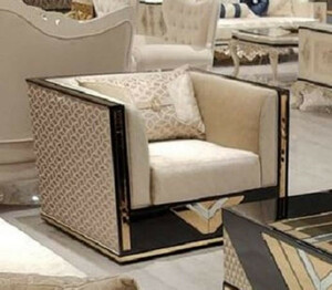 Casa Padrino Luxus Sessel Gold / Schwarz - Wohnzimmer Sessel - Hotel Sessel - Wohnzimmer M�bel - Hotel M�bel - Luxus M�bel - Wohnzimmer Einrichtung - Luxus Einrichtung