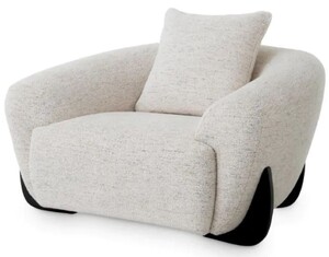 Casa Padrino Luxus Sessel mit Kissen Cremewei / Schwarz 126 cm