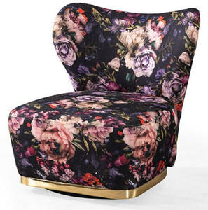 Casa Padrino Luxus Sessel Schwarz / Mehrfarbig / Gold - Moderner Wohnzimmer Sessel mit Blumenmuster - Moderne Wohnzimmer M�bel - Luxus Kollektion