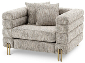 Casa Padrino Luxus Sessel mit Kissen Beige / Messingfarben 112 x 97 x H. 69 cm - Wohnzimmer Sessel - Hotel Sessel - Luxus M�bel