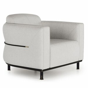 Casa Padrino Luxus Sessel Hellgrau / Schwarz / Messing - Wohnzimmer & Hotel M�bel