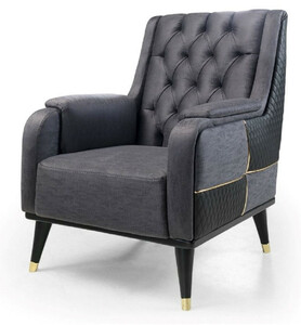 Casa Padrino Luxus Sessel Grau / Schwarz / Gold 82 x 89 x H. 91 cm - Moderner Wohnzimmer Sessel - Wohnzimmer M�bel