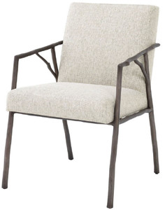 Casa Padrino Luxus Esszimmerstuhl Naturfarben / Bronze 56 x 61 x H. 83 cm - Edler K�chenstuhl mit Armlehnen - Luxus Esszimmer M�bel