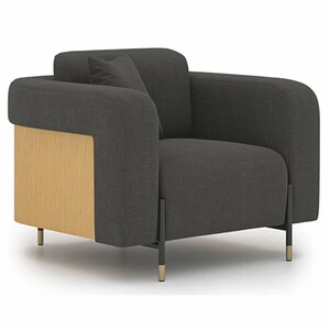 Casa Padrino Luxus Sessel Grau / Naturfarben / Messing - Wohnzimmer & Hotel M�bel