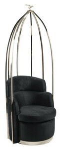 Casa Padrino Luxus Sessel Schwarz / Silber 86 x 56 x H. 213 cm - Wohnzimmer Sessel - Hotel Sessel - Wohnzimmer Mbel - Hotel Mbel - Luxus Mbel - Luxus Einrichtung
