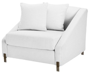 Casa Padrino Luxus Sessel Wei� / Messingfarben 88 x 94 x H. 73 cm - Wohnzimmer Sessel mit 2 Kissen - Luxus M�bel