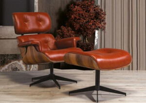 Casa Padrino Luxus Sessel mit Fuhocker Braun / Schwarz - Kunstleder Wohnzimmer Sessel mit Hocker - Wohnzimmer Mbel - Luxus Mbel