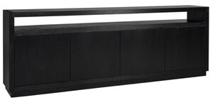 Casa Padrino Luxus Sideboard Schwarz 240 x 40 x H. 85 cm - Massivholz Schrank mit 4 T�ren - Wohnzimmer M�bel - Wohnzimmer Einrichtung - Luxus M�bel - Luxus Einrichtung