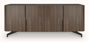 Casa Padrino Luxus Sideboard Braun / Schwarz 220 x 50,8 x H. 87 cm - Massivholz Schrank mit 4 T�ren - Massivholz M�bel - Luxus M�bel - Luxus Einrichtung