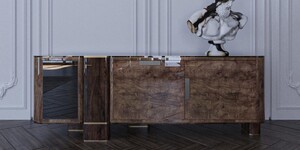 Casa Padrino Luxus Sideboard mit 3 T�ren Braun / Messing 230 cm